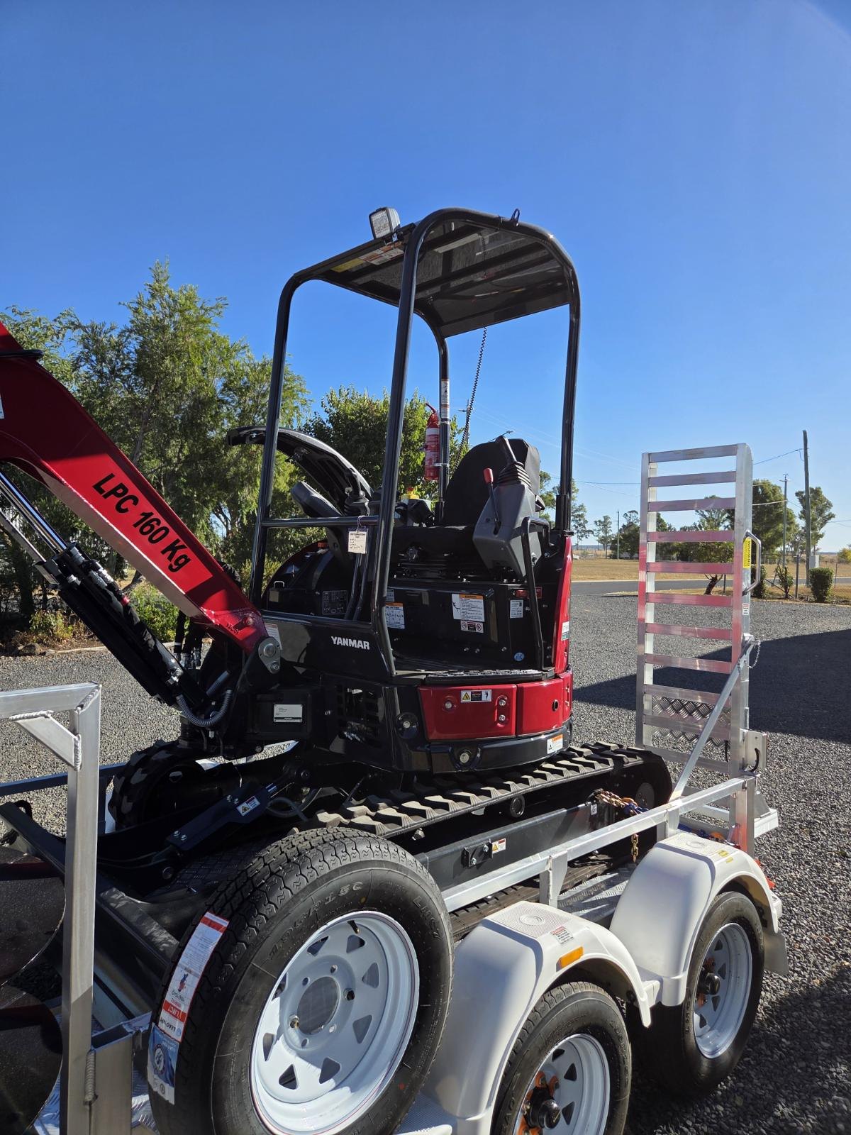 Excavator on trailer